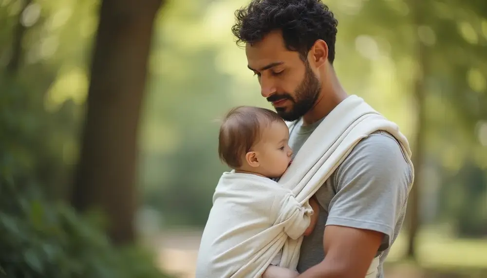 Praktische Tipps für Männer mit einem Tragetuch Baby
